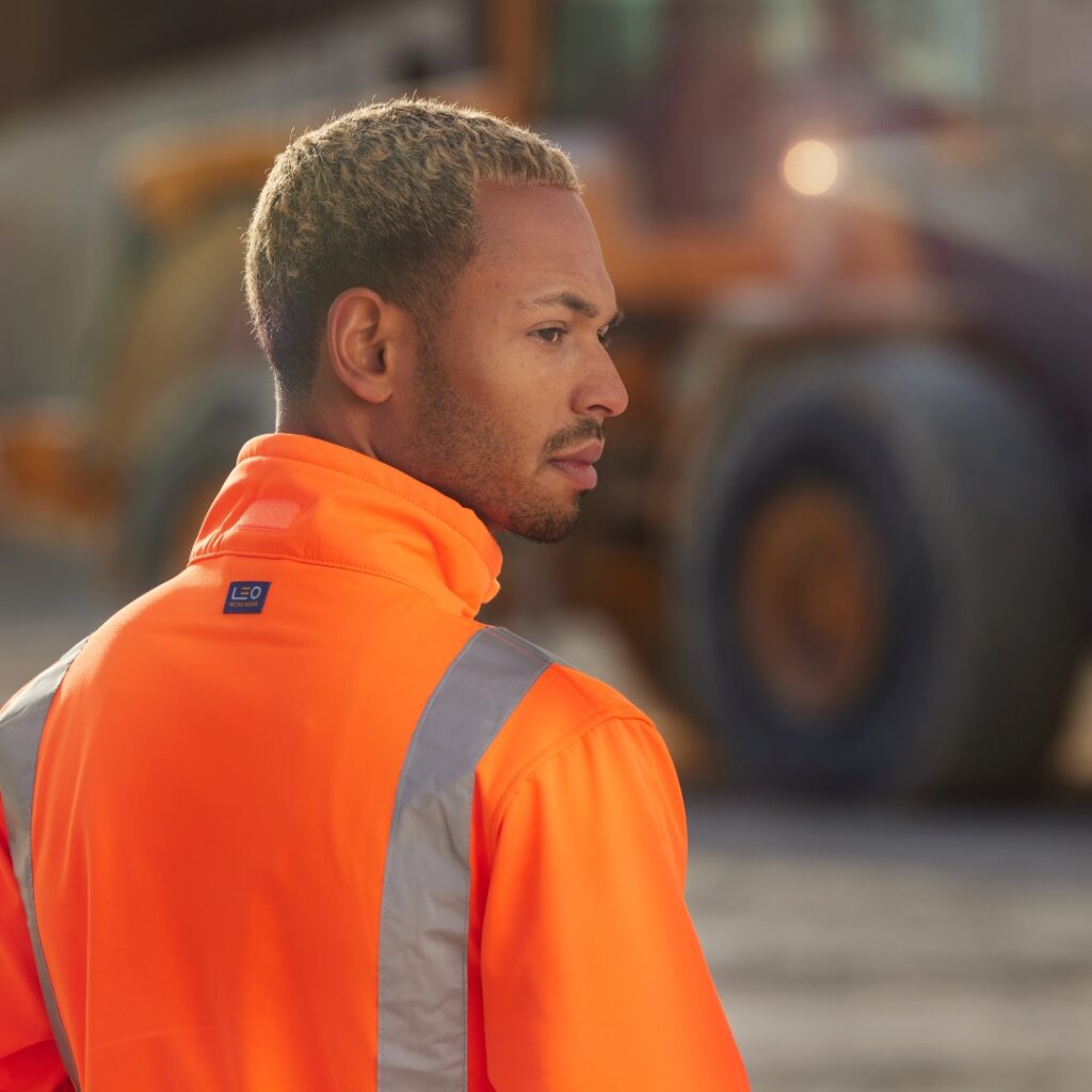 Forklift lorry driver in car park